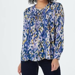 LOGO by Lori Goldstein Woven Pintuck Blouse